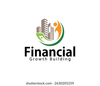 financial logo creative design concept growth building city construct money invest