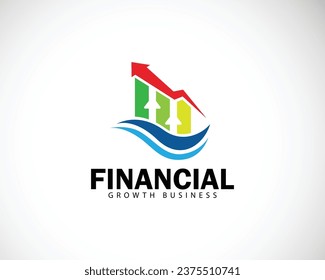 Financial logo creative growth diagram business invest design concept arrow up