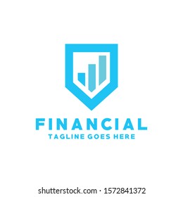 Financial Logo Design. Modern Technology Symbol. Accounting Emblem Icon.