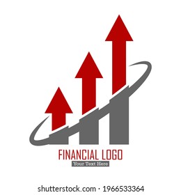 Financial Logo. Dynamic Growth Of Arrows Breaking Out Of The Circle. Vector Illustration For A Logo Or Brand Isolated On A White Background