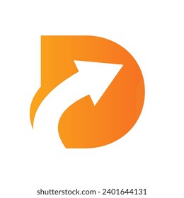 Financial Logo On Letter D Concept With Growth Arrow Symbol