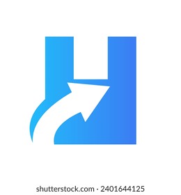 Financial Logo On Letter H Concept With Growth Arrow Symbol