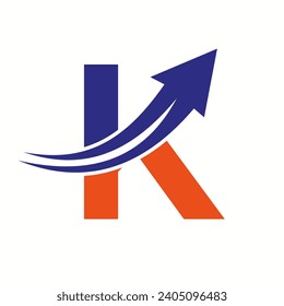 Logotipo financiero en la letra K Concepto con icono de flecha de crecimiento