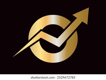 Financial Logo On Letter O With Growth Arrow Symbol Vector Template