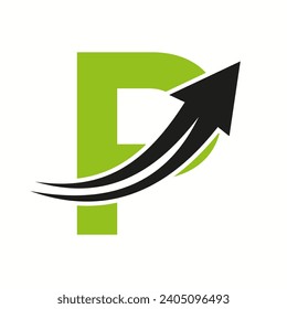 Financial Logo On Letter P Concept With Growth Arrow Icon