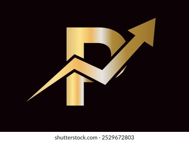 Logotipo Financeiro Na Letra P Com Modelo De Vetor De Símbolo De Seta De Crescimento