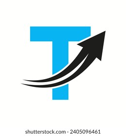 Financial Logo On Letter T Concept With Growth Arrow Icon