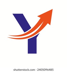 Financial Logo On Letter Y Concept With Growth Arrow Icon