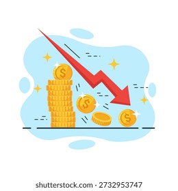 Financial Loss Graph Downward Trend Vector Illustration Flat Design Vector Empty State UI Concept