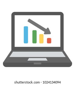 Financial loss graph, statistic analysis flat icon