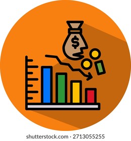 Icono de pérdida financiera Ilustración vectorial isométrica