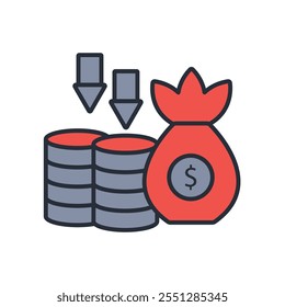 financial loss icon. vector.Editable stroke.linear style sign for use web design,logo.Symbol illustration.