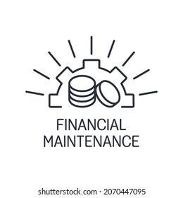 Financial Maintenance. Management  Operating Cost Symbol. Vector Linear Icon Isolated On White Background.