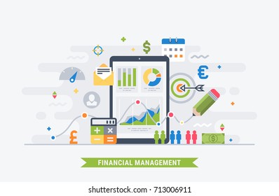 Financial management and analytic. Modern flat illustration for web.