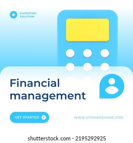 Financial Management Business Accounting Marketing Solution Service Social Media Post Realistic 3d Icon Vector Illustration. Corporate Budget Balance Calculation Development Strategy Planning