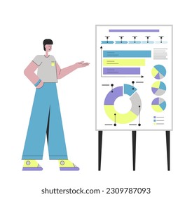 Financial, management, business analysis, program, presentation, infographics, big data. Vector illustration in a flat style