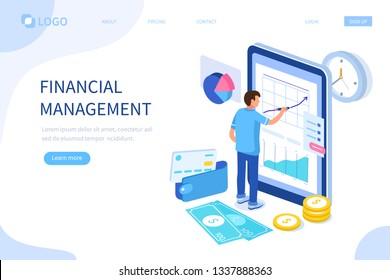 Financial management concept. Can use for web banner, infographics, hero images. Flat isometric vector illustration isolated on white background.