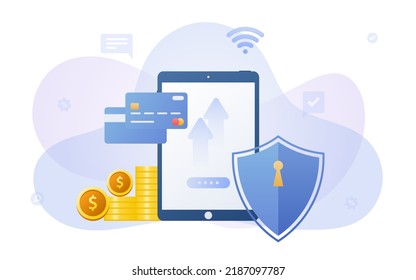 Financial management concept and investment, Flat design of payment with money, cash, banknote, calculator and credit card. Vector Illustration and banner template.