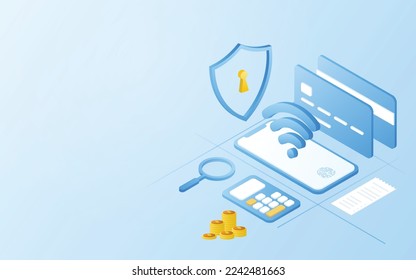 Financial management concept and investment, Flat design of payment with money, cash, banknote, calculator and credit card. Vector Illustration and banner template.