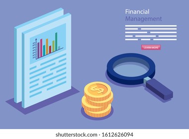 financial management with document and icons vector illustration design