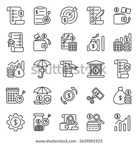 financial management editable strokes line icons. Suitable for presentations, infographics, websites, and educational materials on money management.