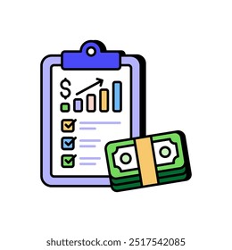 Financial Management Fill Color Icon, Vector illustration.