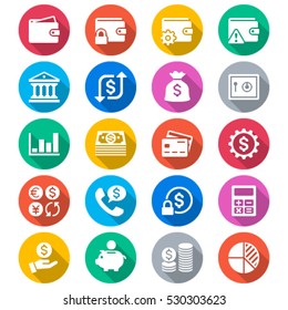 Financial management flat color icons