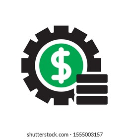 Financial management icon. Vector illustration of gear and money with simple design