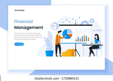 Financial management landing page illustration concept. This design can be used for websites, landing pages, UI, mobile applications, posters, banners