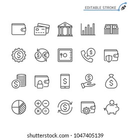 Financial management line icons. Editable stroke. Pixel perfect.