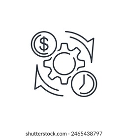 Financial management mechanism.Vector linear icon isolated on white background.