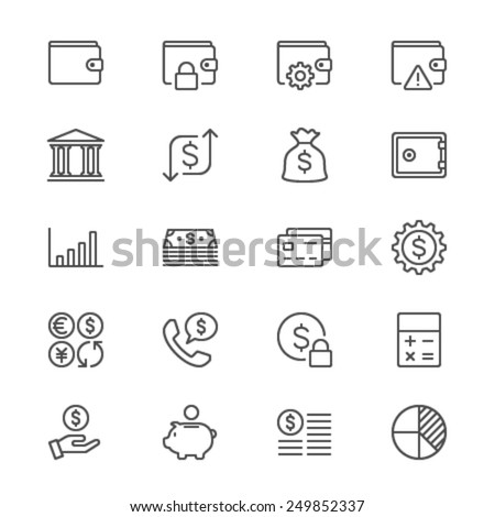 Financial management thin icons