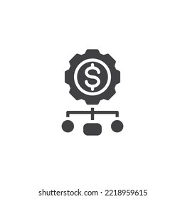 Financial management vector icon. filled flat sign for mobile concept and web design. Money gear glyph icon. Symbol, logo illustration. Vector graphics