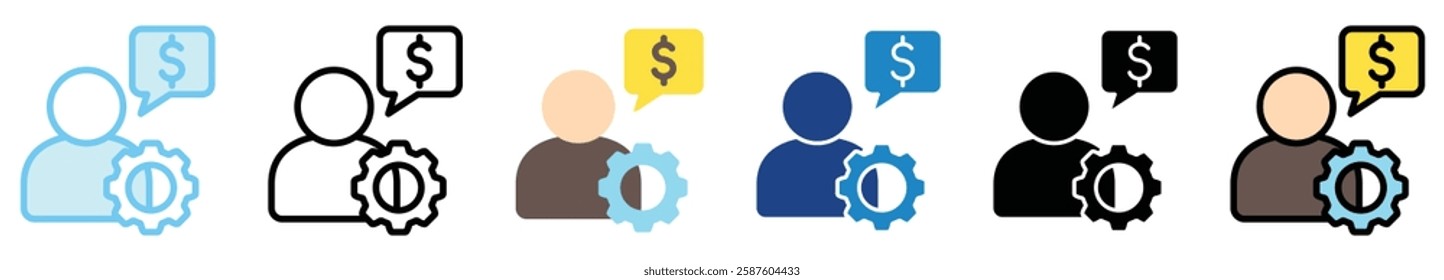 Financial Manager multi style, mini illustration icon. outline, flat, glyph, line color. For UI, UX, app and web, digital or print. For  education, business, economy, financial theme.