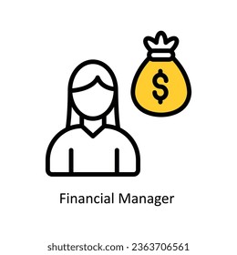 Financial Manager  vector Filled outline Icon Design illustration. Human Resources Symbol on White background EPS 10 File 