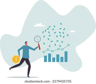 Financial market, investment earning or money management analysis, economic growth, stock exchange market report .business concept.flat character.