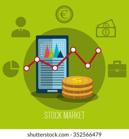 Financial market and investments graphic design with icons, vector illustration