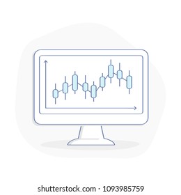 Financial market rate, index, stock market charts on computer display. Bond market trading or trading on the currency market Forex, global finance, Economy trends. Currency exchange icon concept.