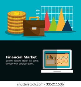 Financial market statistics graphic design, vector illustration