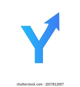 Financial Marketing Logo On Letter Y, Initial Growth Arrow Concept. Fundraising Financial And Accounting Management Logo Design Template