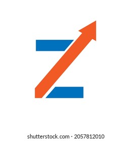 Financial Marketing Logo On Letter Z, Initial Growth Arrow Concept. Fundraising Financial And Accounting Management Logo Design Template