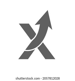 Financial Marketing Logo On Letter X, Initial Growth Arrow Concept. Fundraising Financial And Accounting Management Logo Design Template