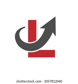 Financial Marketing Logo On Letter L, Initial Growth Arrow Concept. Fundraising Financial And Accounting Management Logo Design Template