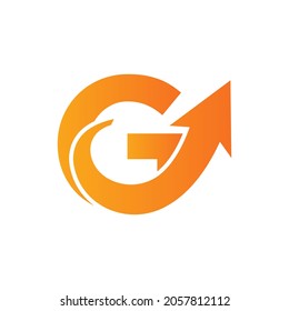 Financial Marketing Logo On Letter G, Initial Growth Arrow Concept. Fundraising Financial And Accounting Management Logo Design Template