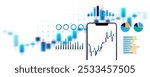 Financial marketing sales graph analysis background image on smartphone