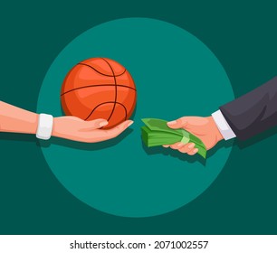 financial and match fixing in basketball sport symbol illustration vector