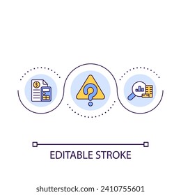 Financial matters loop concept icon. Accounting and finance management. Fiscal review abstract idea thin line illustration. Isolated outline drawing. Editable stroke. Arial font used