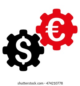 Financial Mechanics icon. Vector style is bicolor flat iconic symbol, intensive red and black colors, white background.