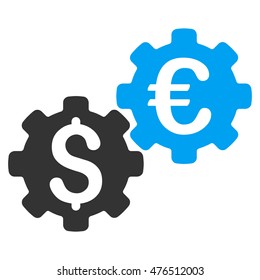 Financial Mechanics icon. Vector style is bicolor flat iconic symbol, blue and gray colors, white background.