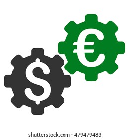 Financial Mechanics icon. Vector style is bicolor flat iconic symbol, green and gray colors, white background.